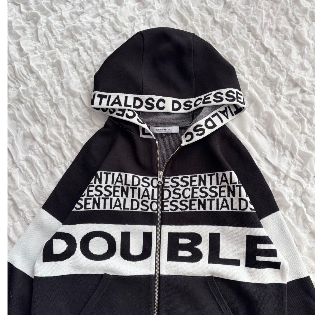 【美品】 ESSENTIAL ダブルスタンダード ロゴジップアップパーカー