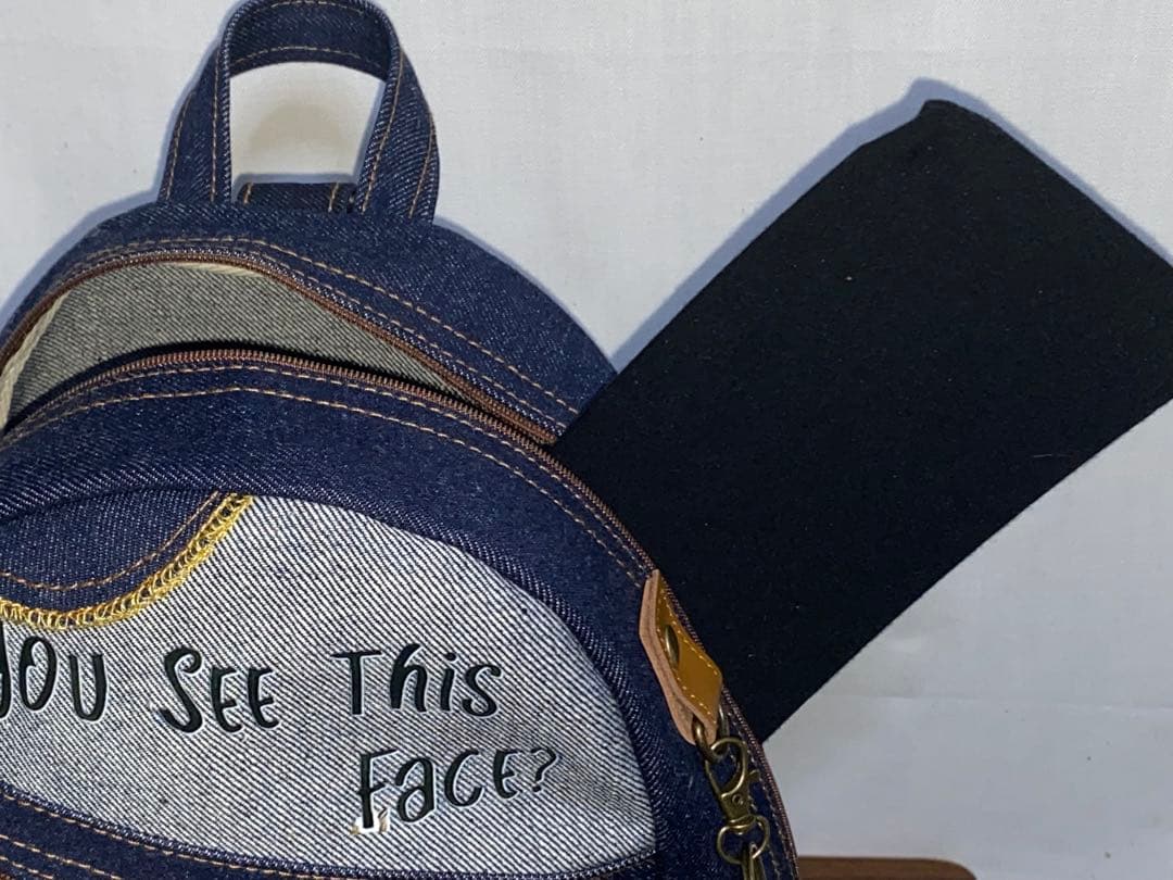 男女兼用☆岡山デニム♪ステンシル☆トラネコ♪リュックorワンショルダーバッグ