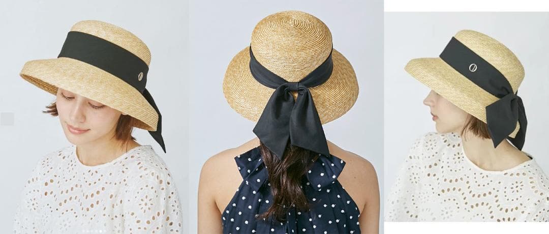 【黒】Chapeau d' O シャポードオー カサブランカ 麦わら帽子