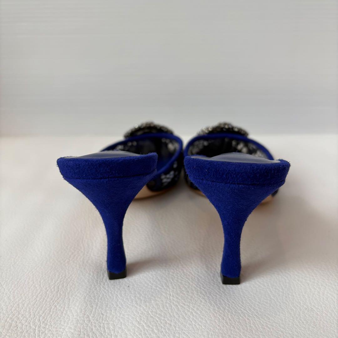 新品 MANOLO BLAHNIK 定価12万 ビジュー付ミュール レース36