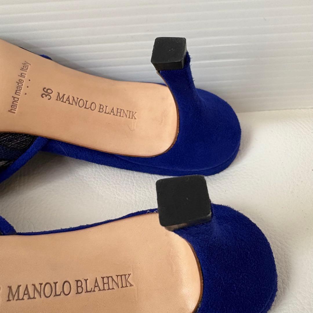 新品 MANOLO BLAHNIK 定価12万 ビジュー付ミュール レース36