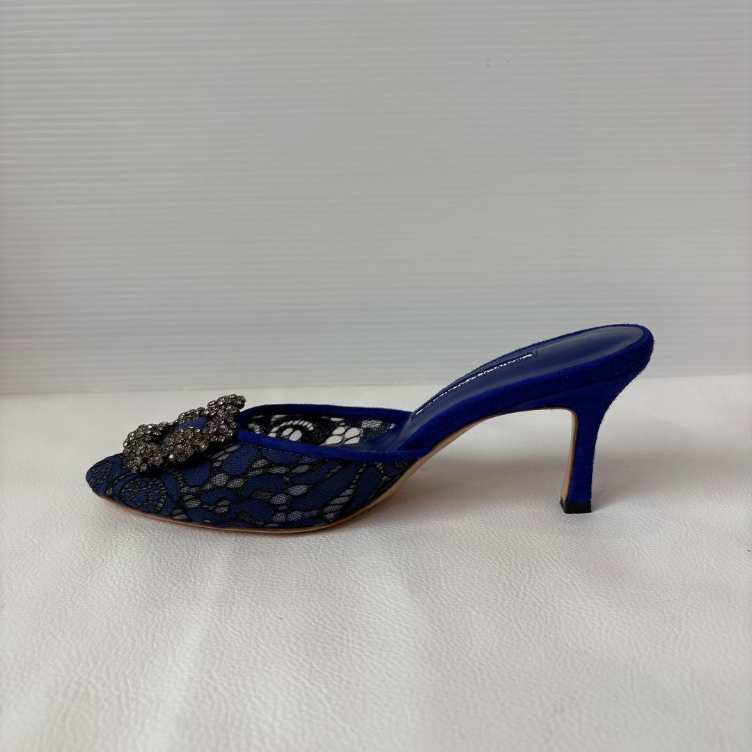 新品 MANOLO BLAHNIK 定価12万 ビジュー付ミュール レース36