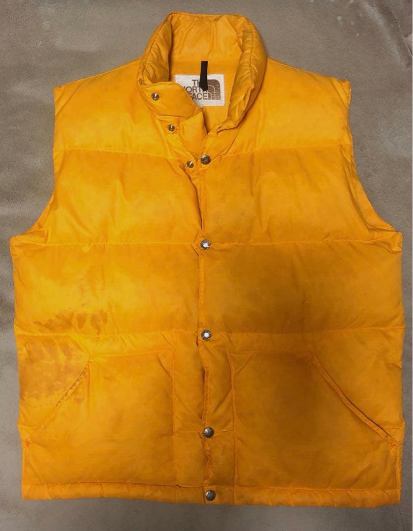 70S 80S　NORTH FACE　茶タグ　ダウンベスト　イエロー　ビンテージ
