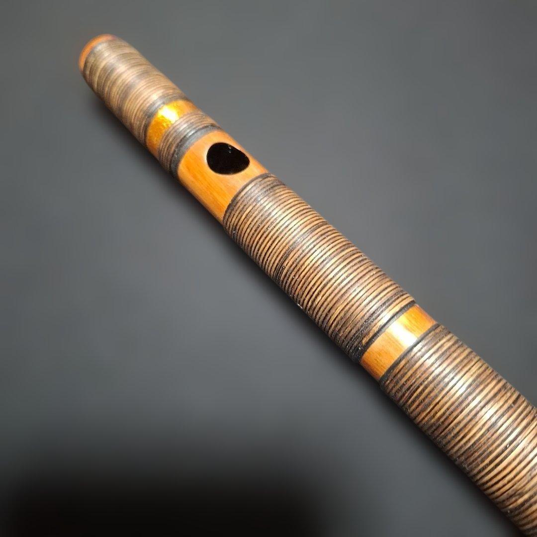 篠笛　古典調　7本調子　6穴　藤総巻き　拭漆仕上げ　超鐵仕様