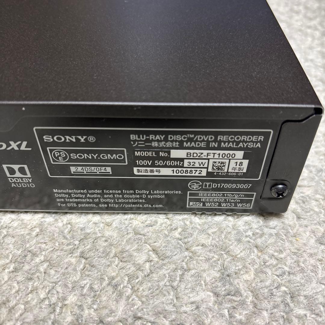 【ジャンク品】SONYブルーレイレコーダーBDZ-FT1000