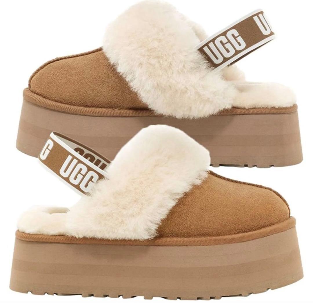 【UGG】 ファンケット＊24.0＊厚底ファーサンダル＊US正規品新品