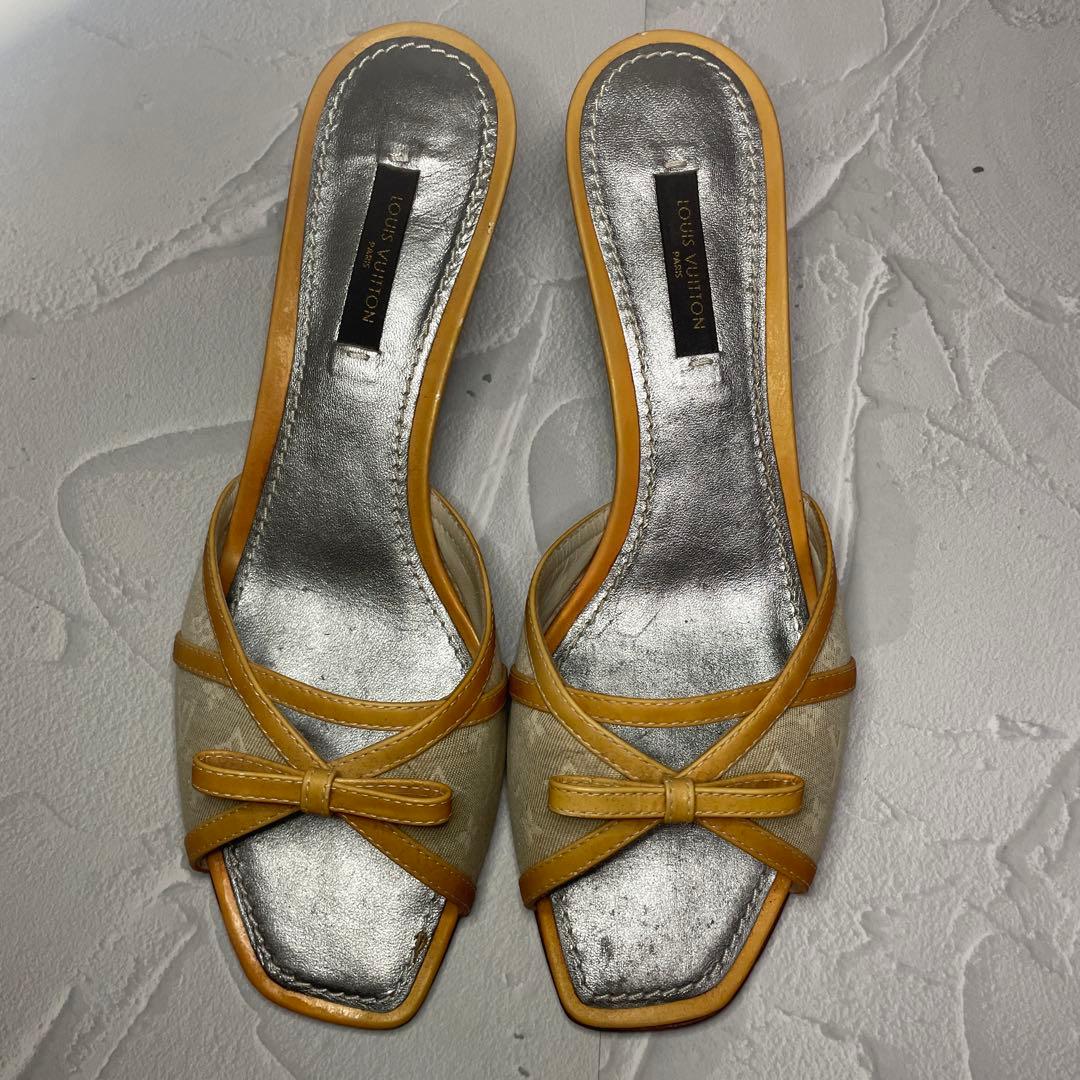 LOUIS VUITTON ミュール シルバー/ベージュ