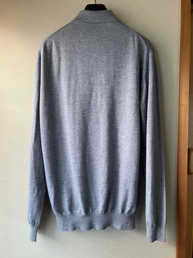 Cruciani ウール 27G ニットポロ 製品染め 長袖 杢グレー 52