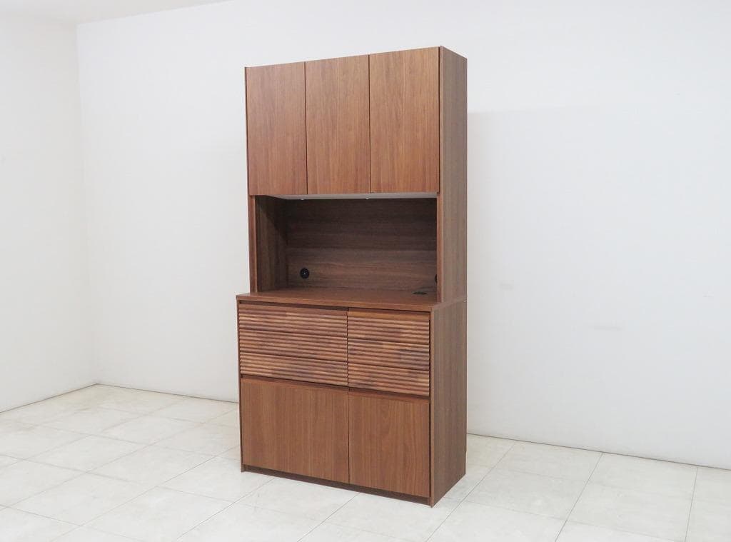 カリモク ネイビ 家電収納棚 39万 食器 キッチン レンジボード キャビネット