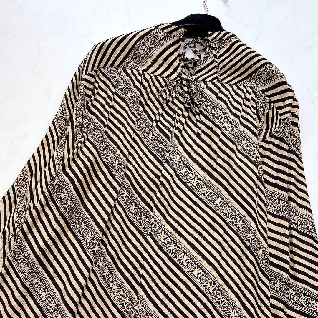 【Sara Mallika】ジャガードストライププリント　カフタンワンピース　S