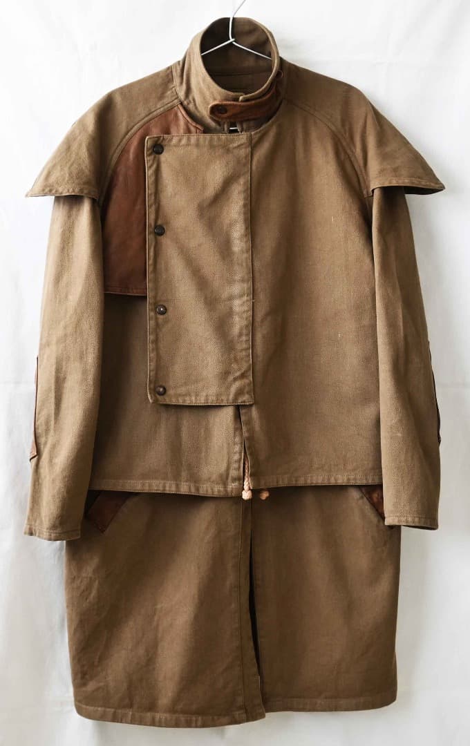 ninja964/スタンドカラー モーターサイクル ミリタリーレザーコート