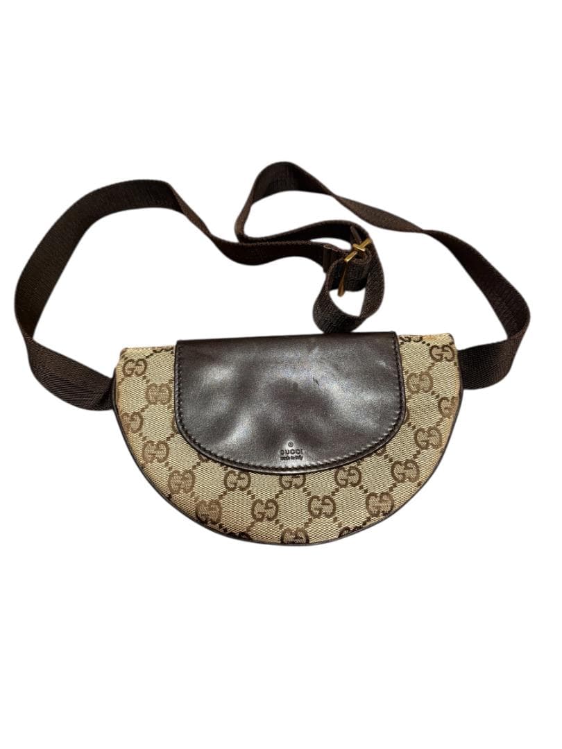 グッチ GGキャンバス ウエストポーチ ボディバッグ ブラウン
