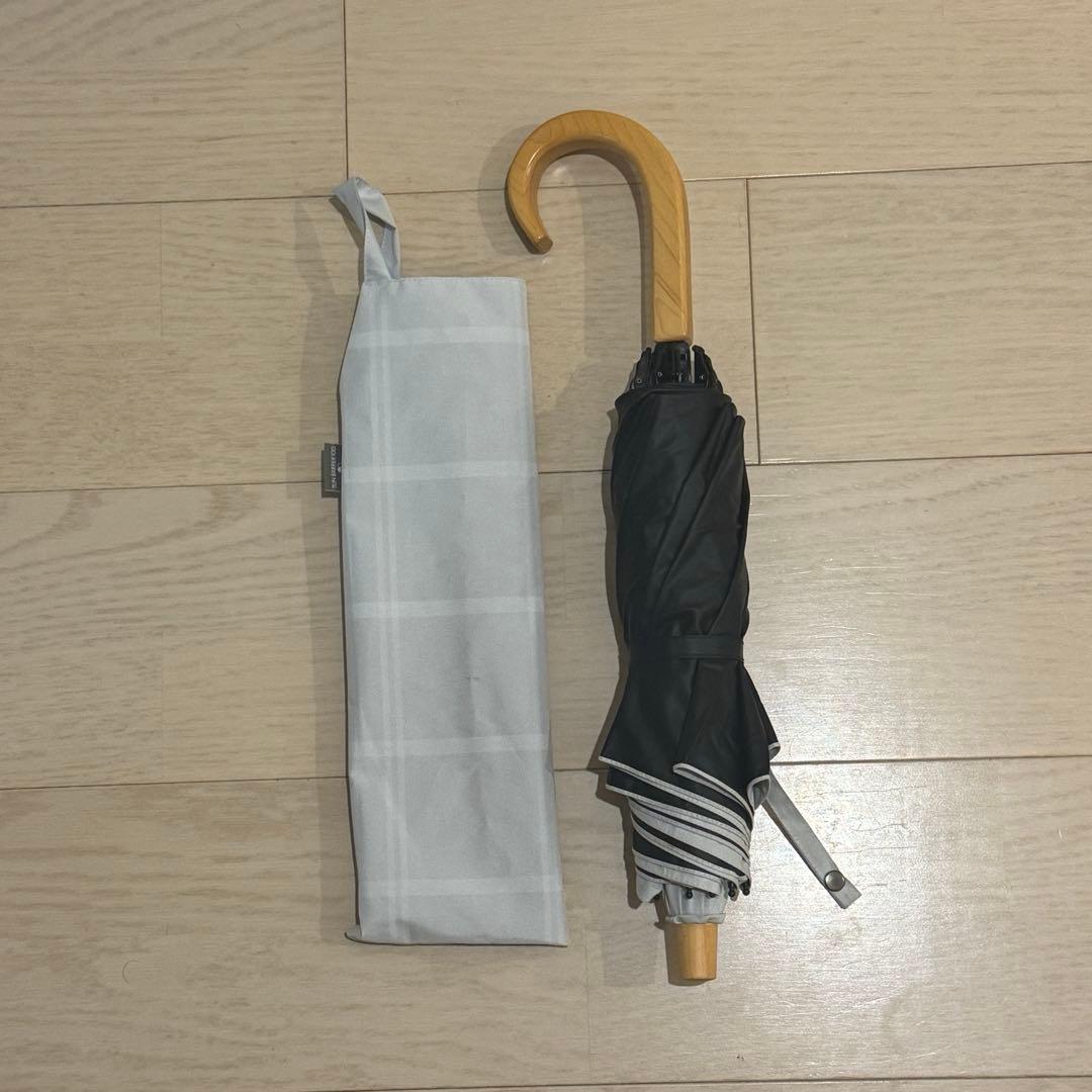 SUN BARRIER 100 折りたたみ日傘 2段折/チェック/ホワイト