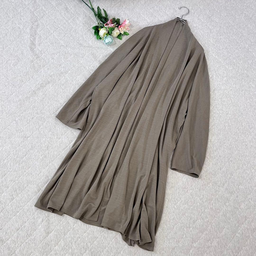 ヨーガンレール【M】ウール　シルク　ロングカーディガン　ドレープ　前あき　大人