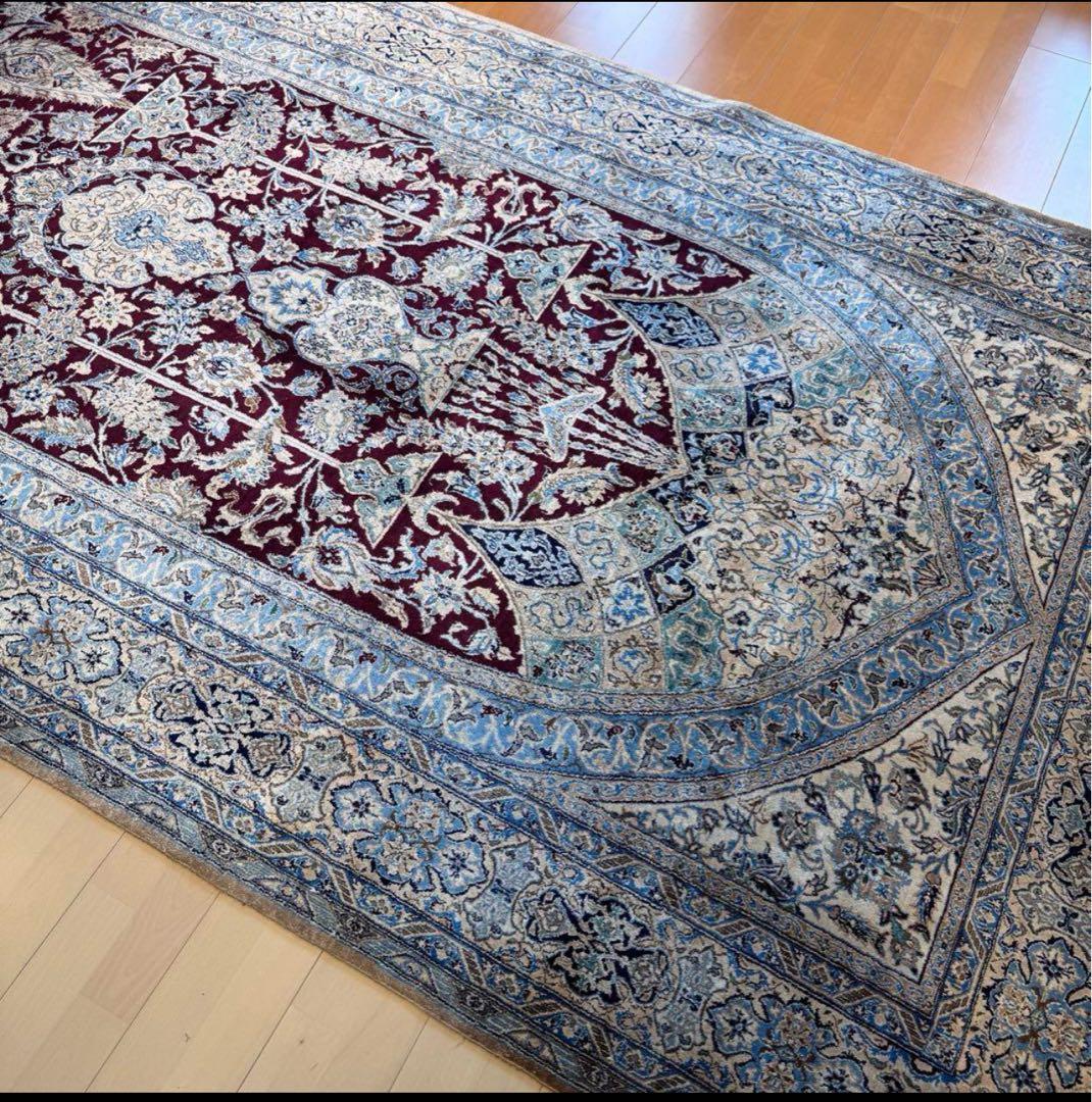 手織りのアンティークペルシャ絨毯 ナイン　ハビビアン