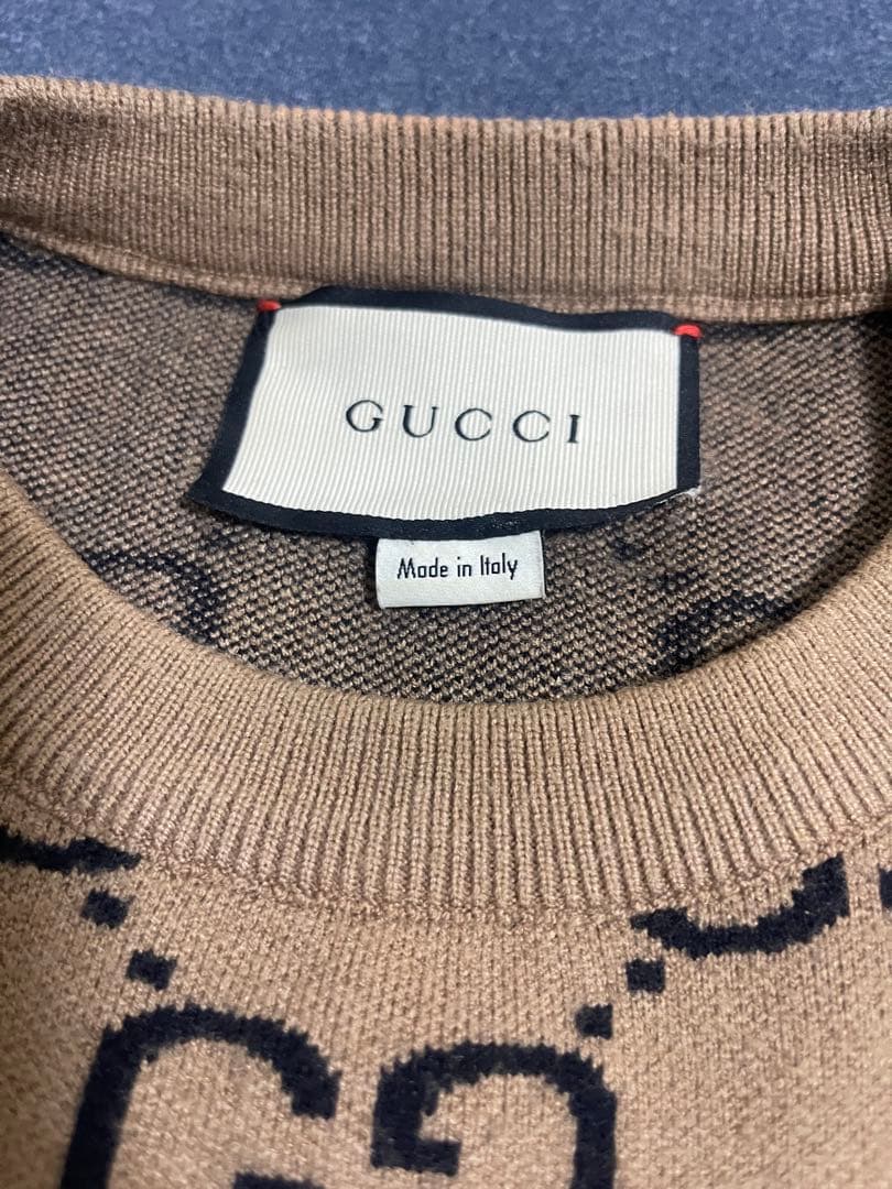 GUCCI GGロゴ ベージュニットセーター L