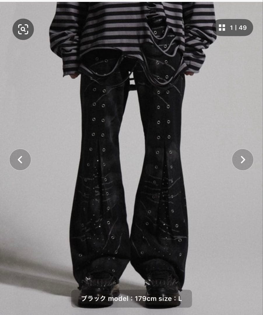 GRANCY クレイジーデザイン スキニーフレアデニムパンツ