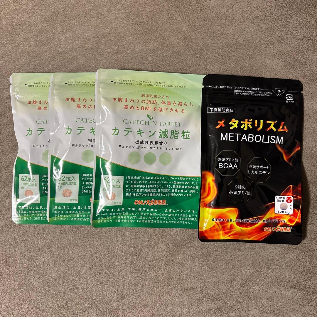 カテキン減脂粒62粒入×3袋＋メタボリズム62粒入×1袋