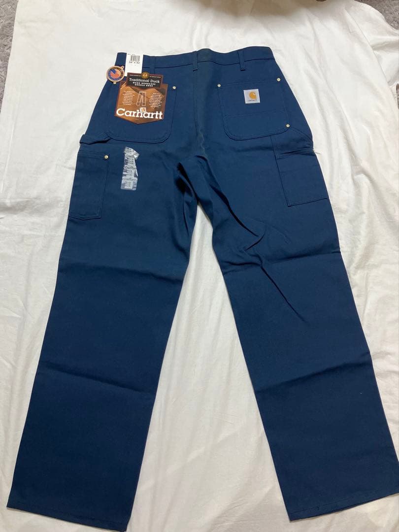 レアB01 ネイビー USA製 ダブルニー Ｗ34L32 未使用 カーハート 紺