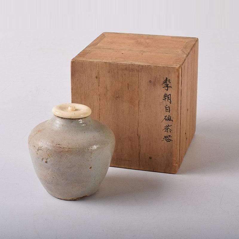 いいもの　朝鮮美術　李朝　白磁　茶器　茶入　時代箱　V　7756