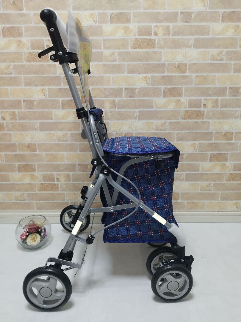 値引き可能✨️島製作所　RWC 二筋格子ブルー柄　新品未使用　シルバーカー