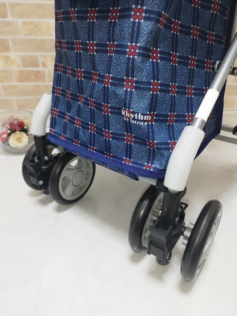 値引き可能✨️島製作所　RWC 二筋格子ブルー柄　新品未使用　シルバーカー