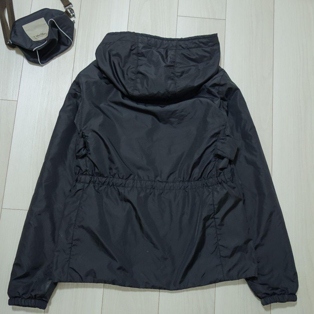 S MaxMara 中綿入り フーデッドブルゾン ブラック サイズL ケース付