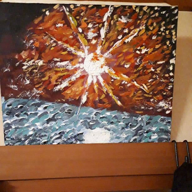 油絵の具で描いた　花火