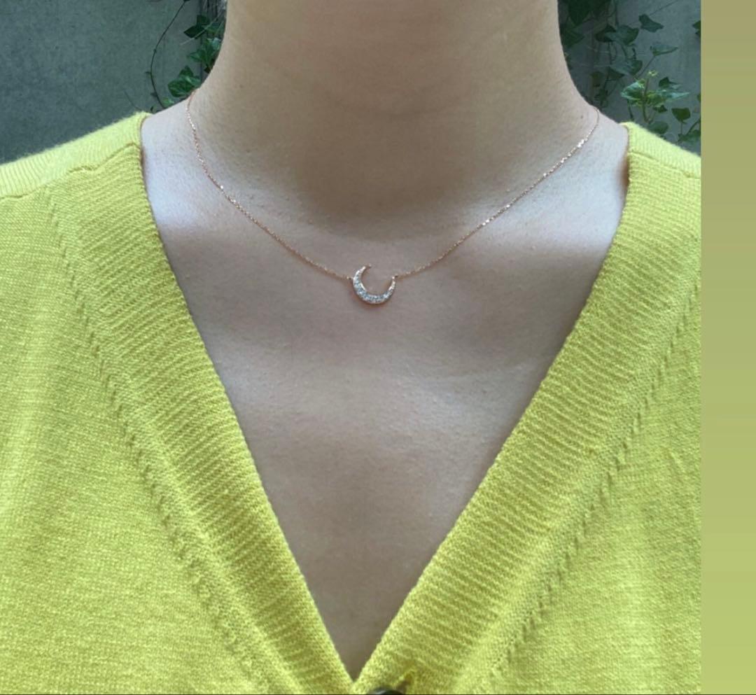 LKサロン 月ミニネックレス YG 18K 天然ダイヤ
