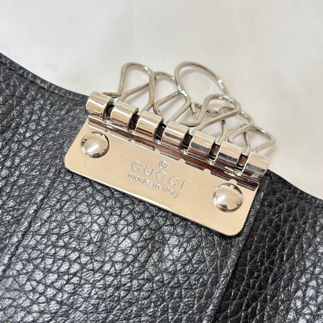 【極美品】　グッチ　GGメタル　6連 キーケース　キーフック　キーリング　シボ革