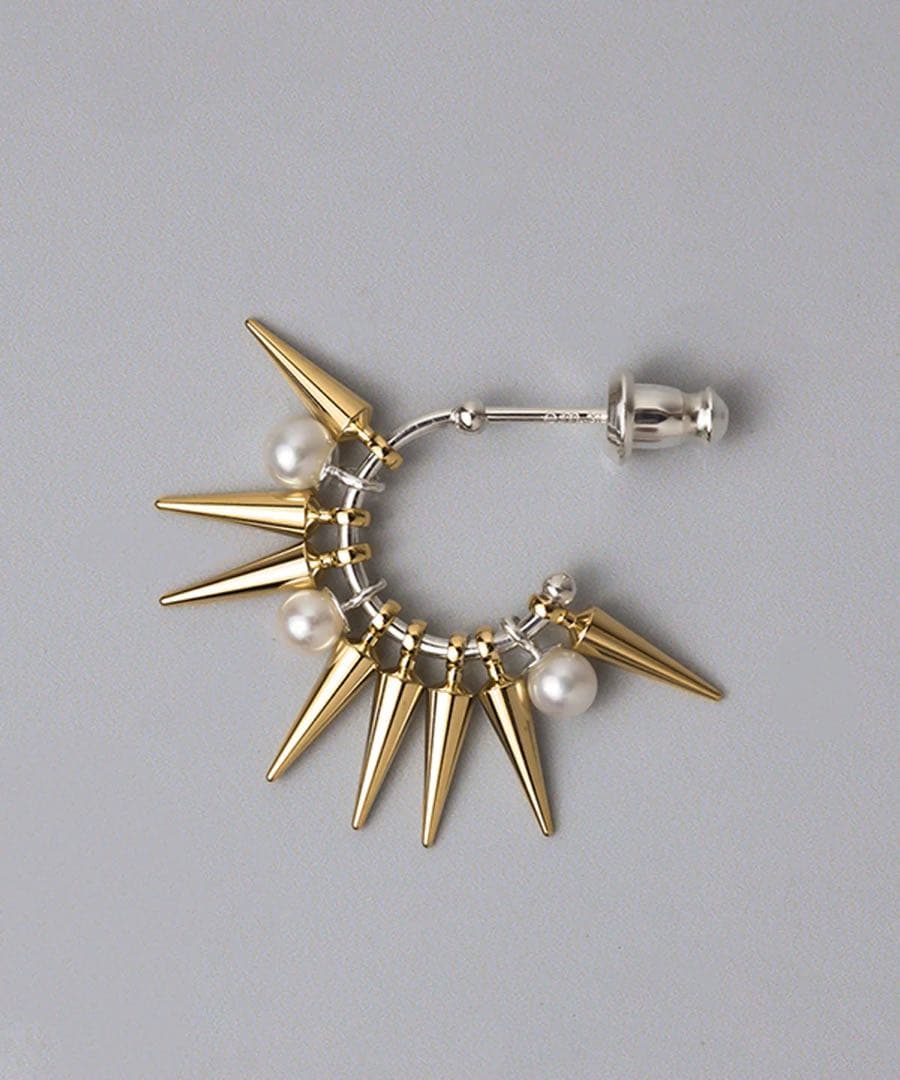 e.m. ピアス フープ スタッズ パール コーン S