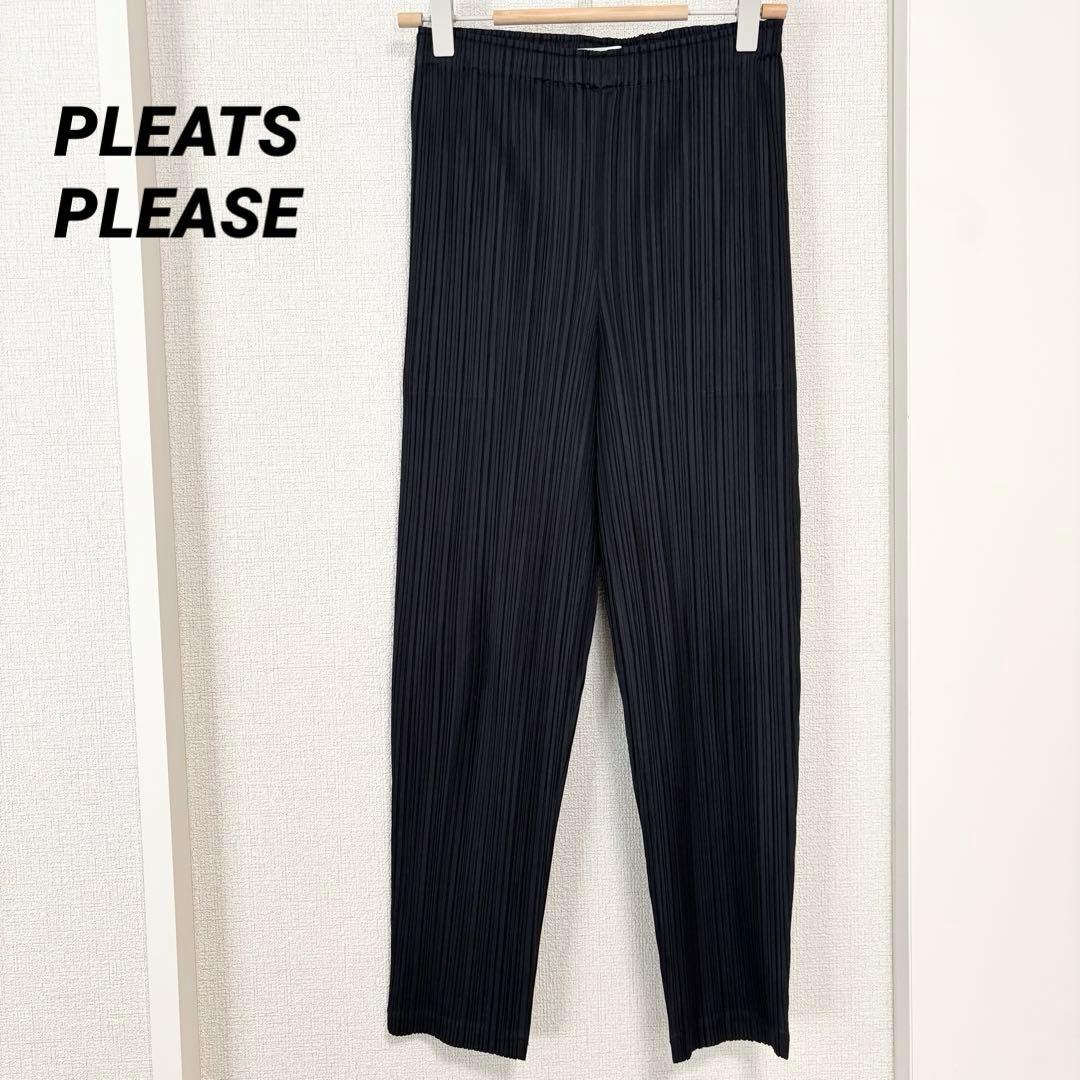 美品　プリーツプリーズ　近年　テーパードパンツ　ポケット　ブラック　サイズ2