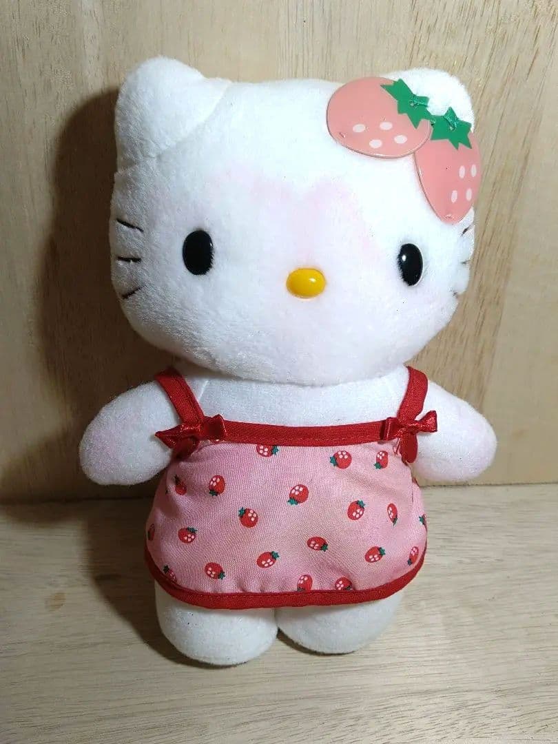 激レア☆イチゴ柄キャミソールキティ　ピンク　ぬいぐるみ　2002年　非売品