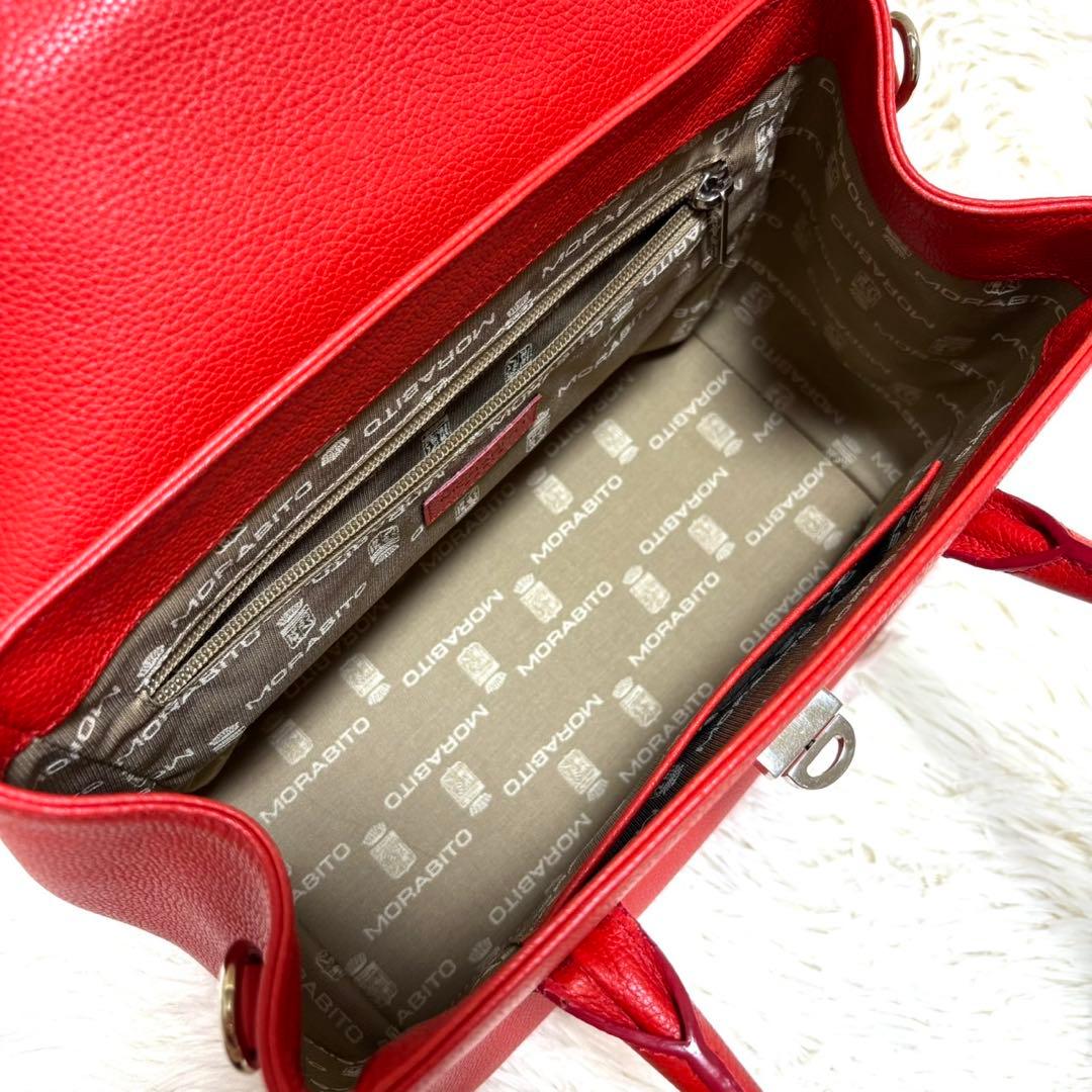 【美品】MORABITO モラビト　ミリー　ハンドバッグ　レッド