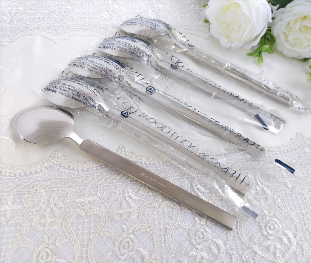 新品　ラッキーウッドカトラリーセット　ステンレス１８-１０　５種✕５名様　２５本