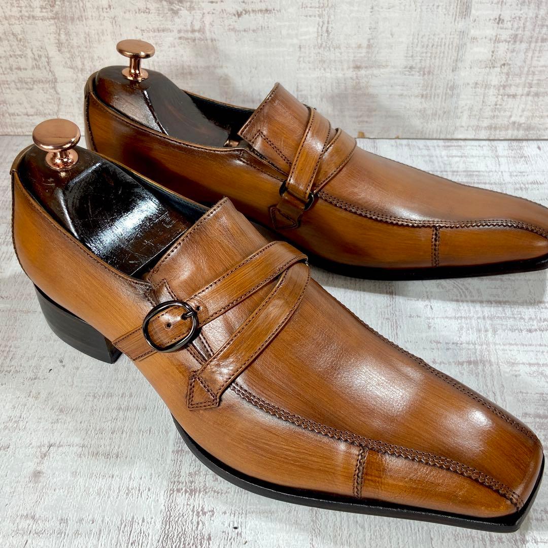 578【未使用近】KATHARINE HAMNETTダブルモンク茶 24.5cm