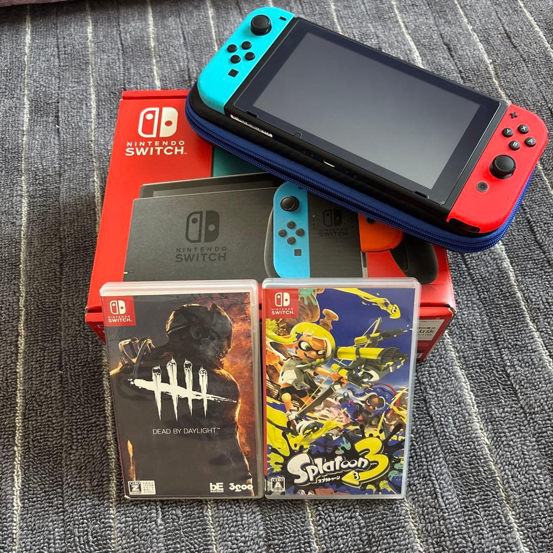 Nintendo Switch 本体 ネオンブルー/レッド スプラ3 DBD付き