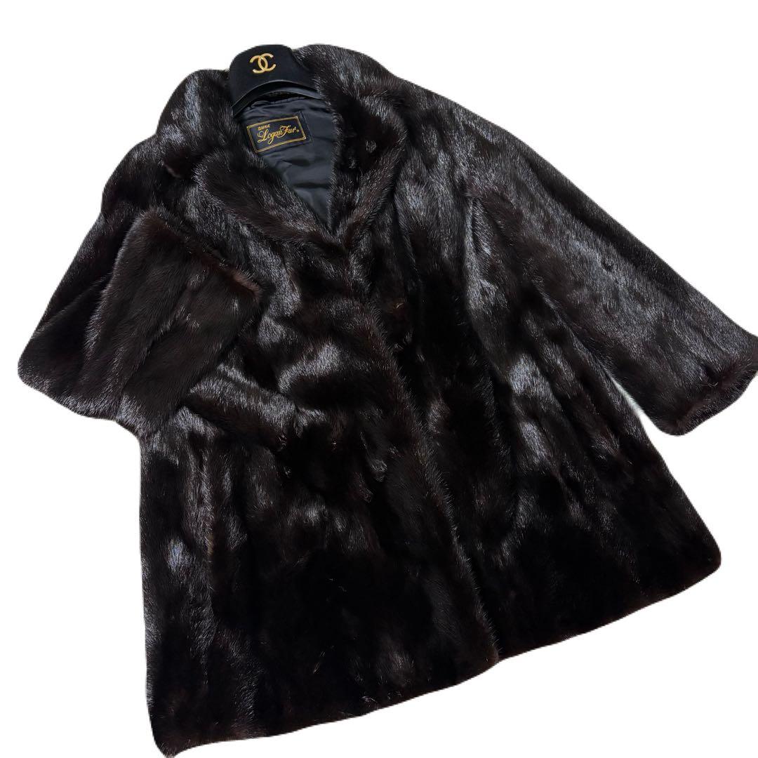 高級毛皮  FUR ブラックミンク 11号 ファーコート リアルファー