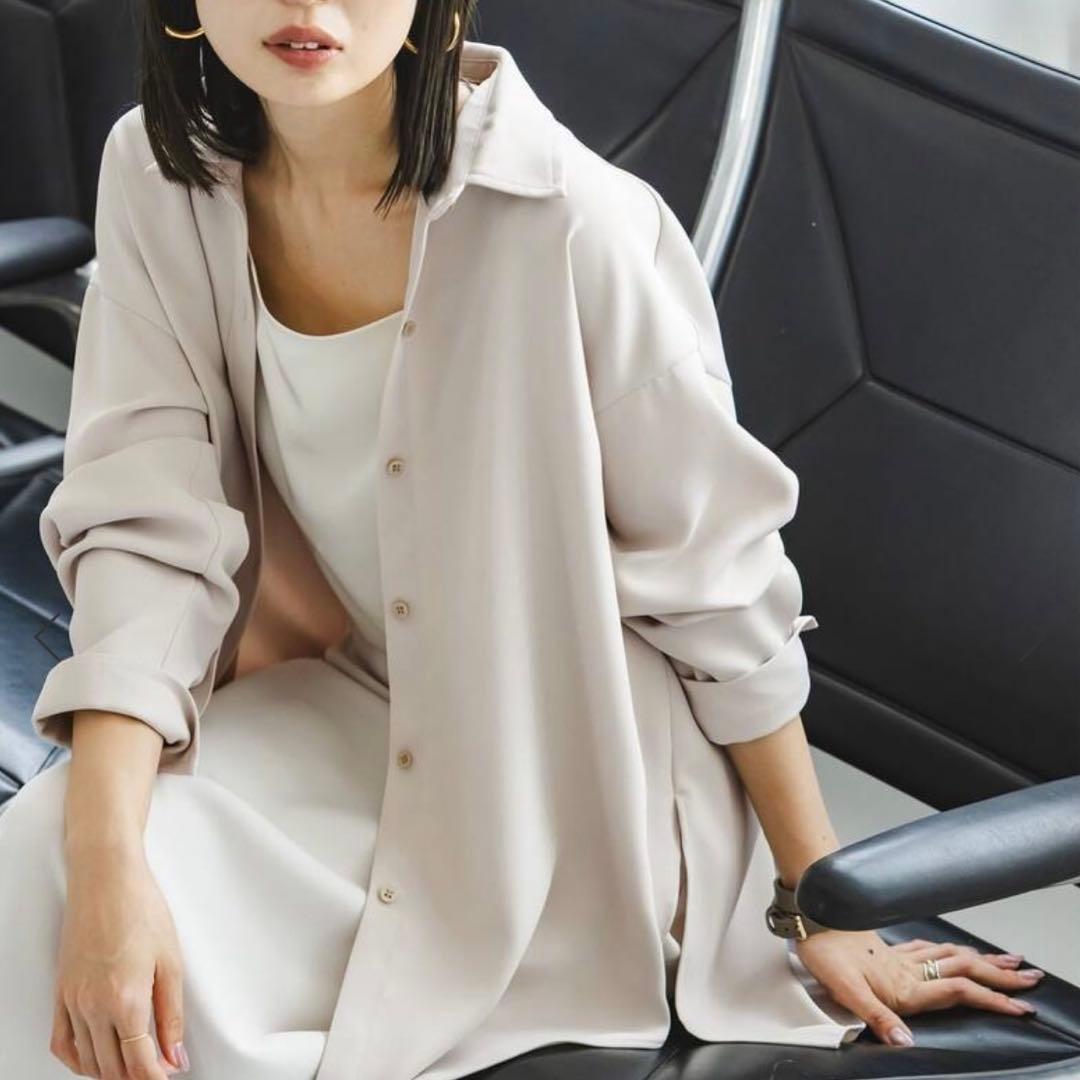 NOBLE シーズンカラープレーンシャツ ベージュ