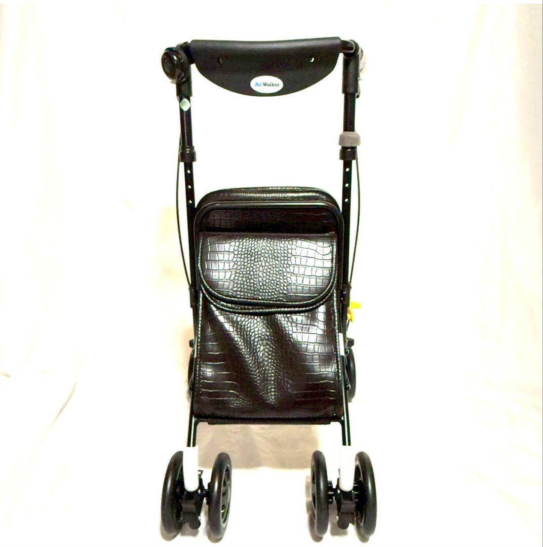 島製作所Air Walker シルバーカー 折りたたみ高さ調節式 収納バッグ付き