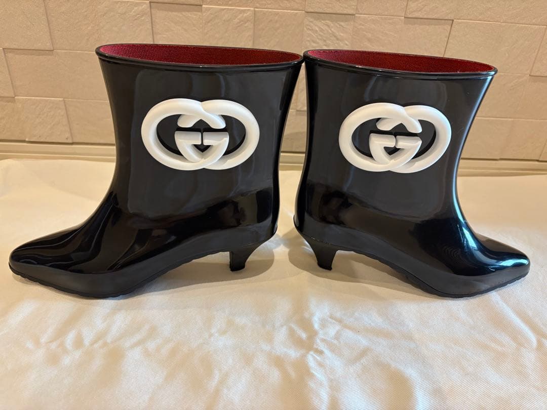 グッチ レインブーツ 長靴 ラバー 黒