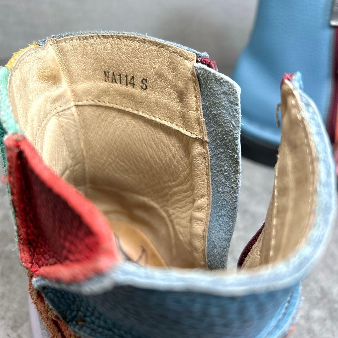 美品✨【エスタシオン】レザーショートブーツ/レインボー/厚底/コンフォート✨総柄