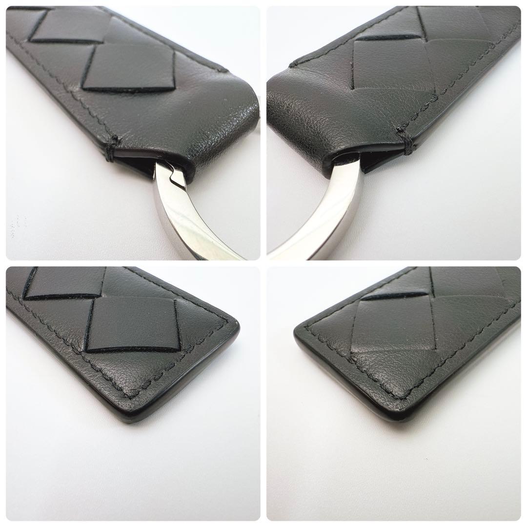 ボッテガヴェネタ イントレチャート タブ キーリング キーホルダー ブラック