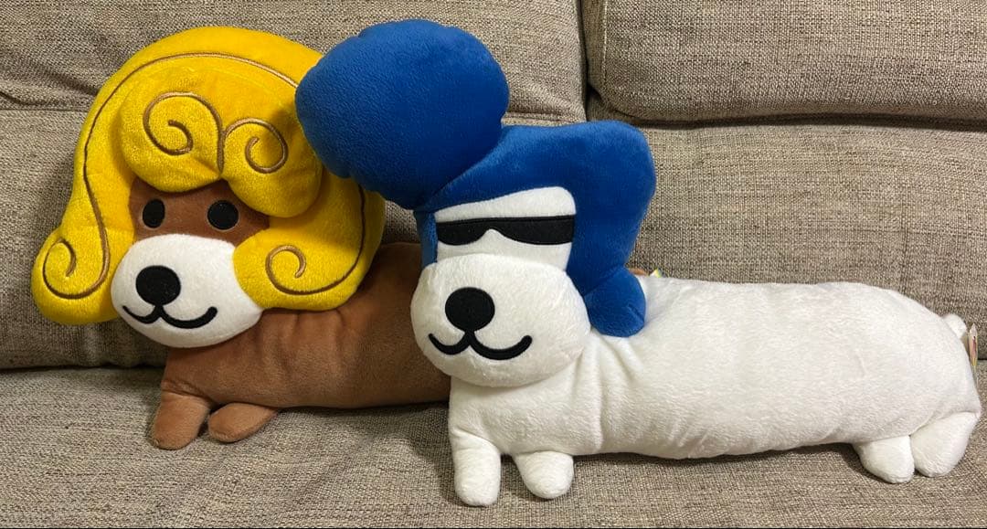 アフロ犬 ぬいぐるみ ピロー カーリー犬 リーゼント犬 2体セット