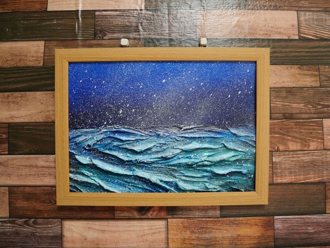 油絵 絵画 【吹雪の海】