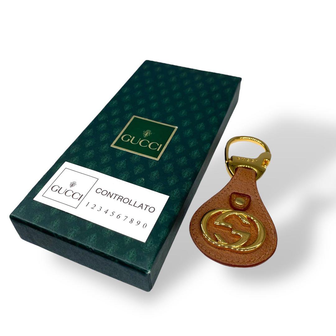 GUCCI グッチ　インターロッキング　キーホルダー　キーリング　レザー　メタル