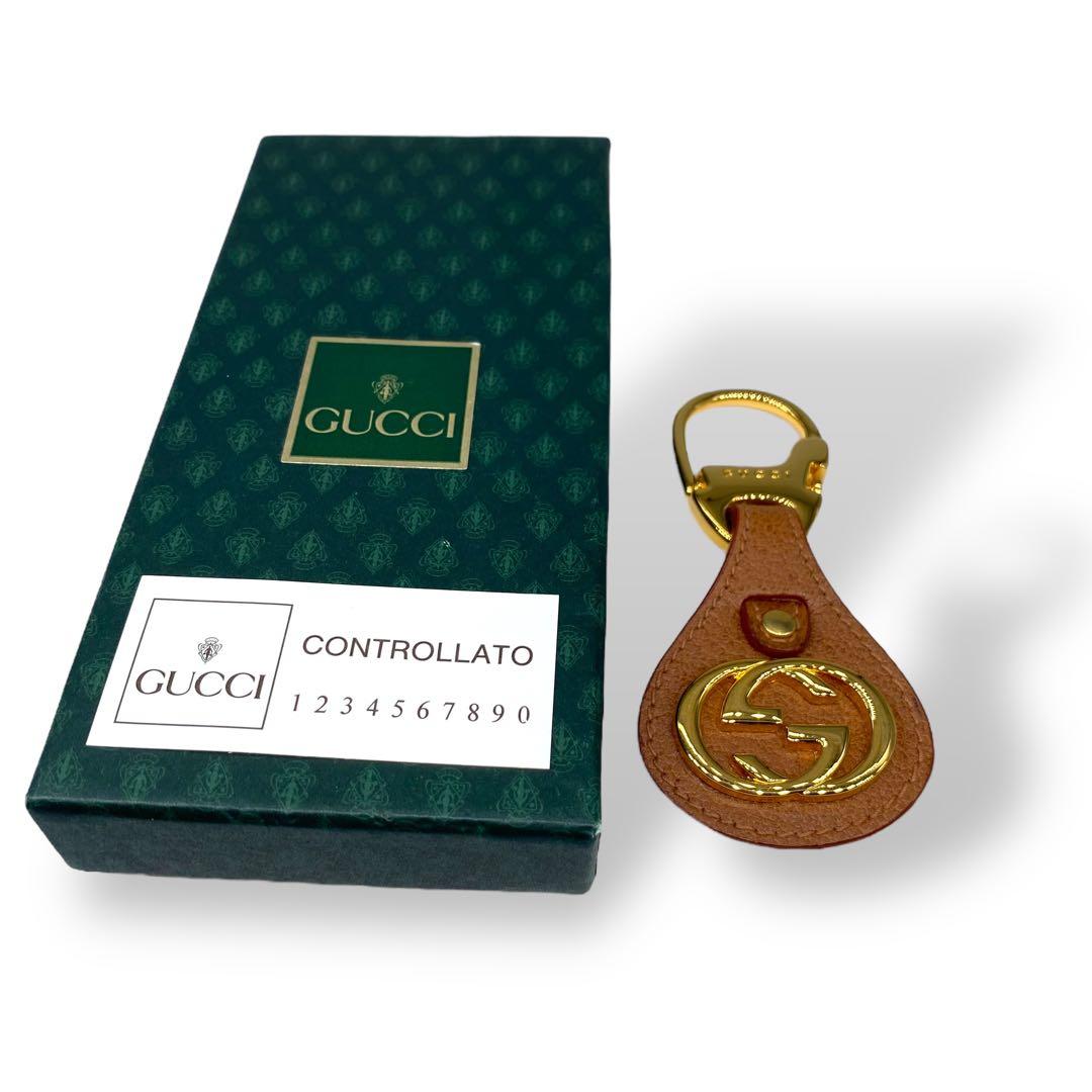 GUCCI グッチ　インターロッキング　キーホルダー　キーリング　レザー　メタル