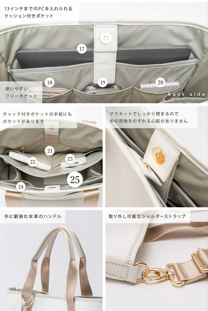 Y-STYLE 魔法の収納トートバッグ Mサイズ　ホワイト