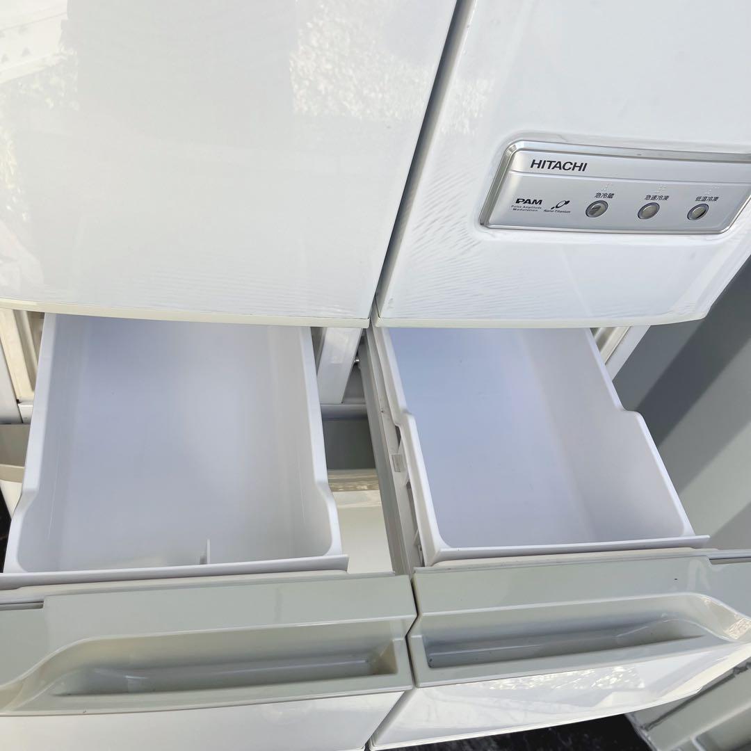 66取付無料！完動品！高性能日立自動製氷付き おしゃれホワイト6ドア冷蔵庫！