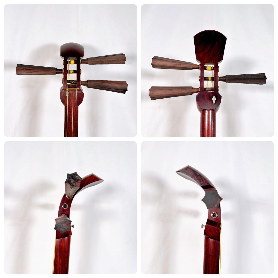 【希少】津軽三味線　紅木　太棹　東さわり付　本皮　皮やぶれなし　二本溝　宇柄